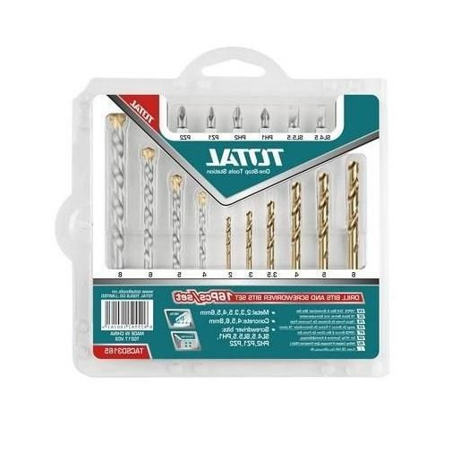 Total 16 Pcs Drill Bits and Screwdriver Bits Set TACSD3165