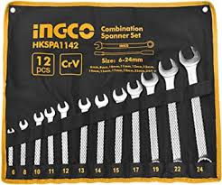 Ingco 12 Pcs 6-24mm Combination Spanner Set HKSPA1142