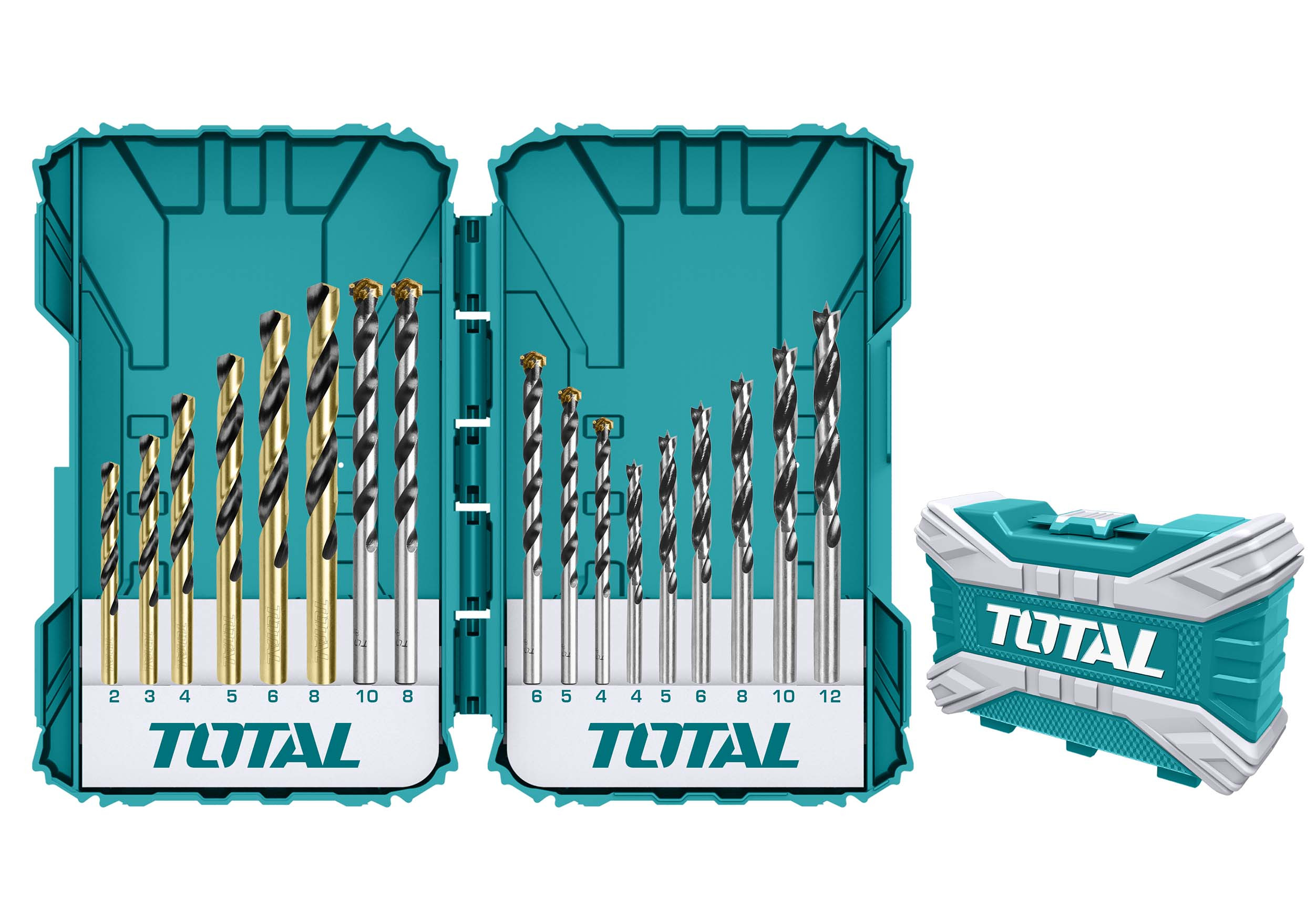 Total 16Pcs Metal, Concrete and Wood Drill Bit Sets TACSDL11601