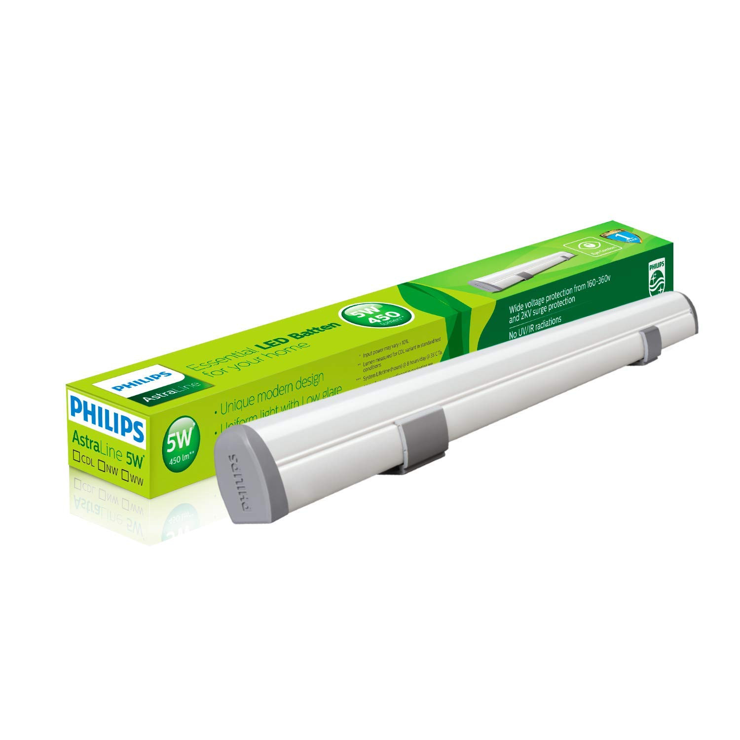 Philips 5W 1ft 61010 Warm White Astra Line LED Batten