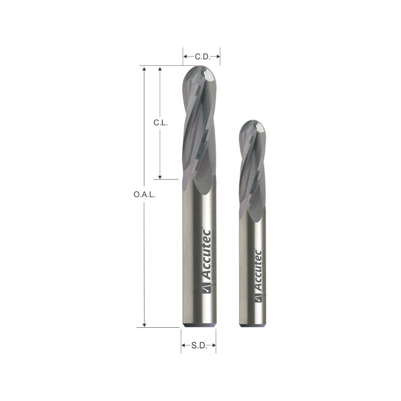 2 Flute Ball Nose AT.TFB.8