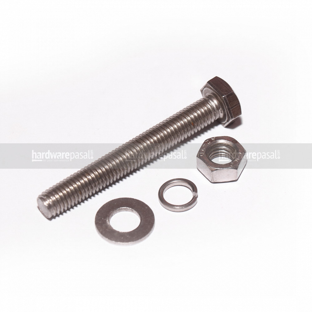 8mm SS Nut Bolt With Washer- 10Pcs