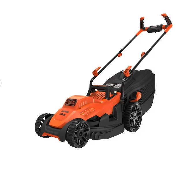 Black+Deckers 34cm Lawn Mower with Bike Handle BEMW461BH-GB