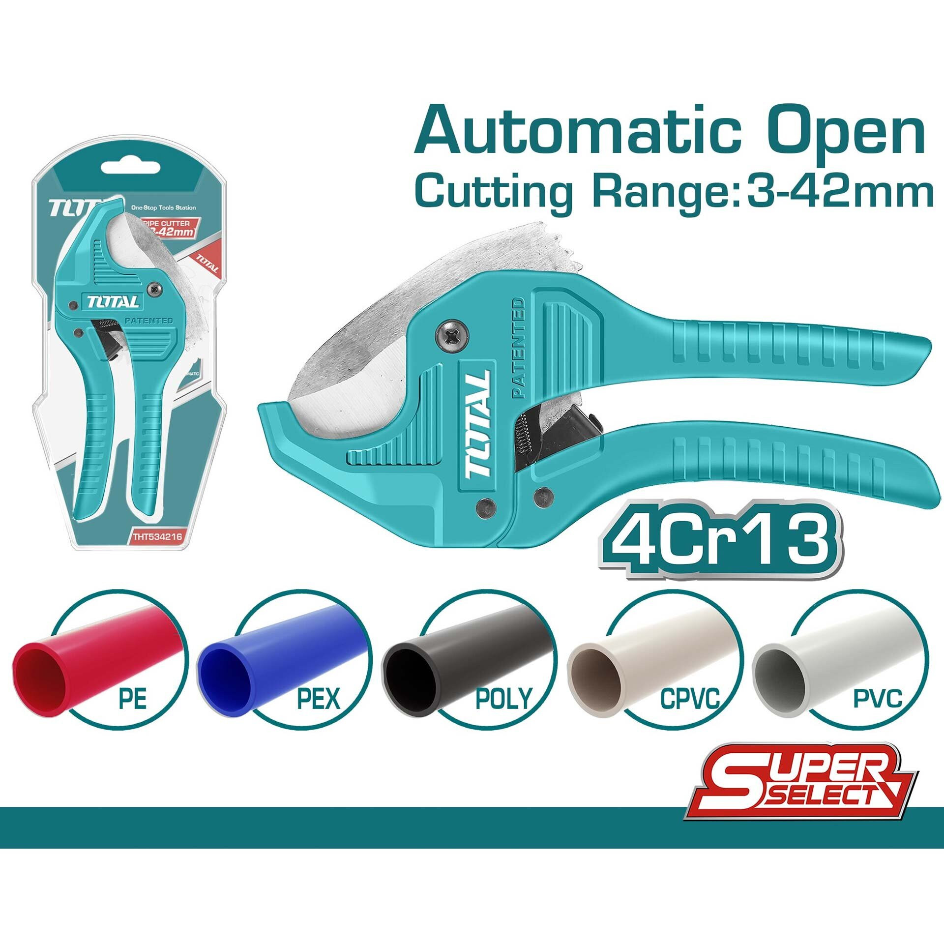 Total 3-42mm PVC Pipe Cutter THT534216