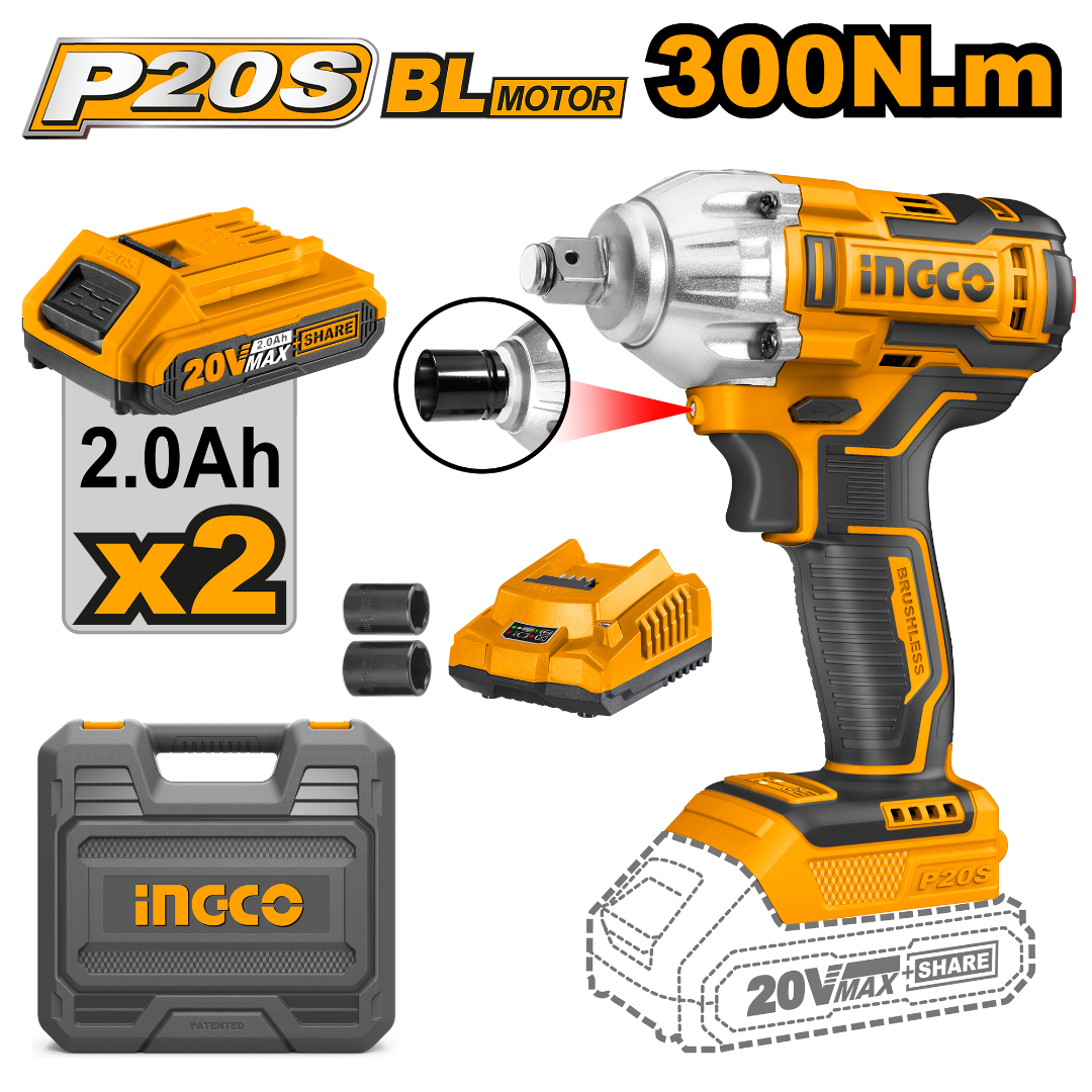 Ingco 20V 1/2" Lithium-ion Impact Wrench CIWLI2038