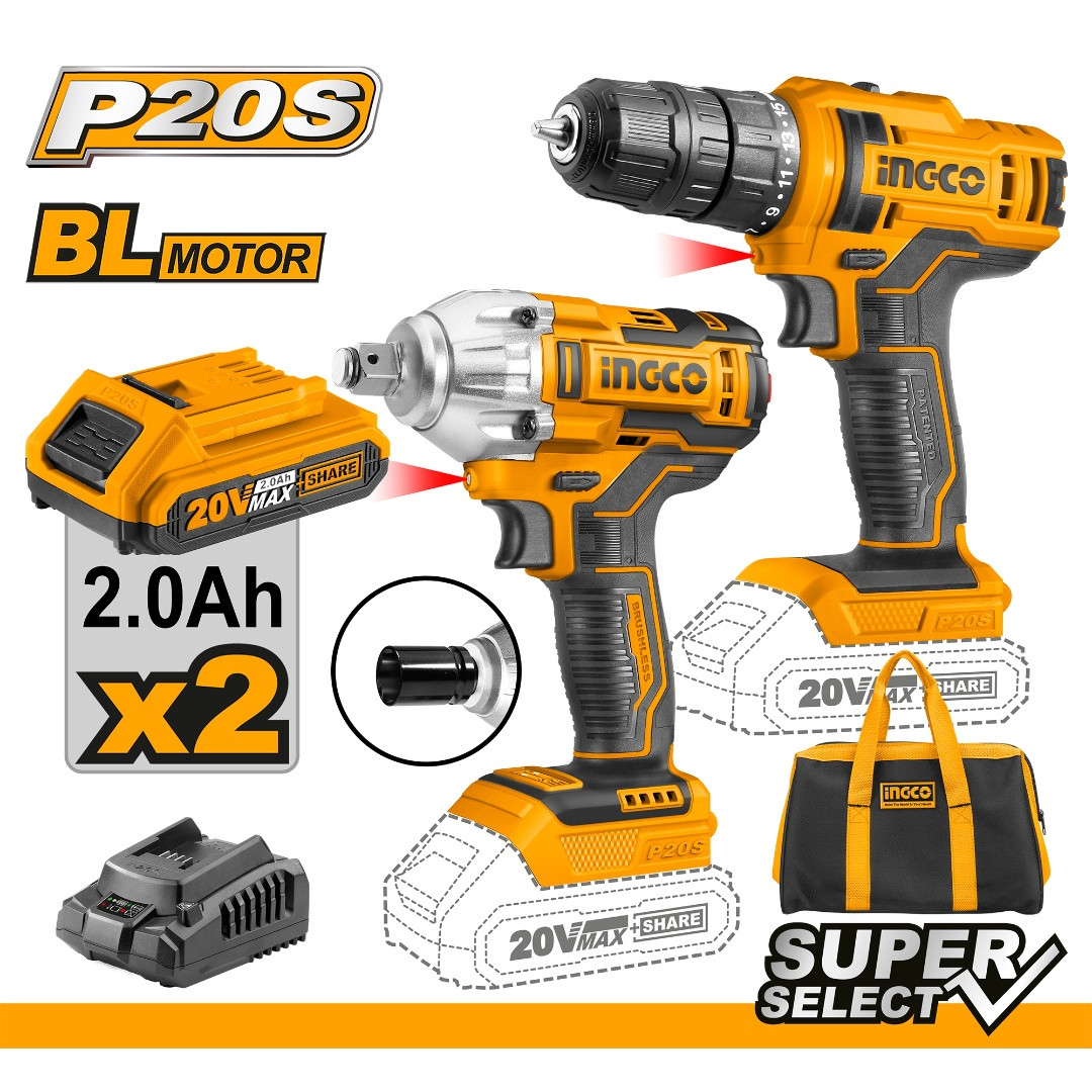 Ingco 20V CORDLESS DRILL AND IMPACT WRENCH KIT CKLI2017