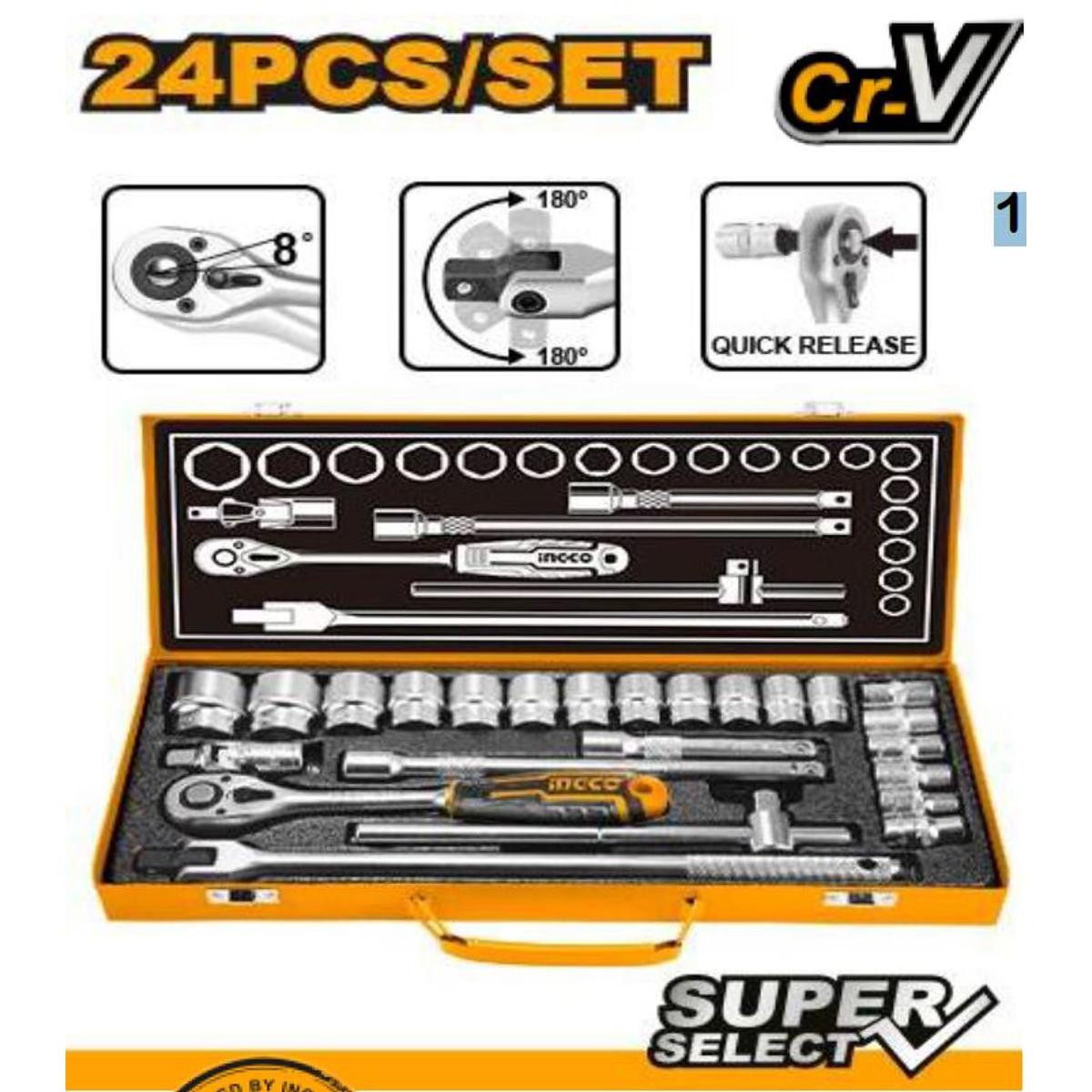Ingco 24Pcs 1/2" Socket Set HKTS12242