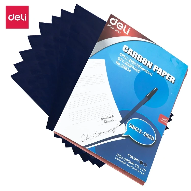 Deli A4 Blue 100 Sheets Pack Carbon Paper 39834