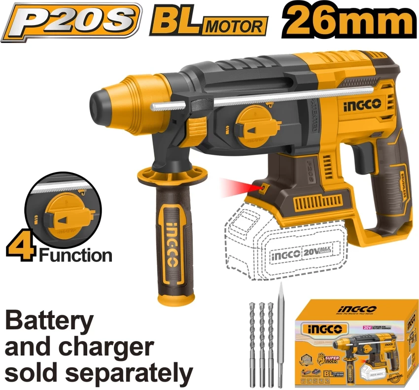 INGCO 1000W Cordless Rotary Hammer CRHLI20228