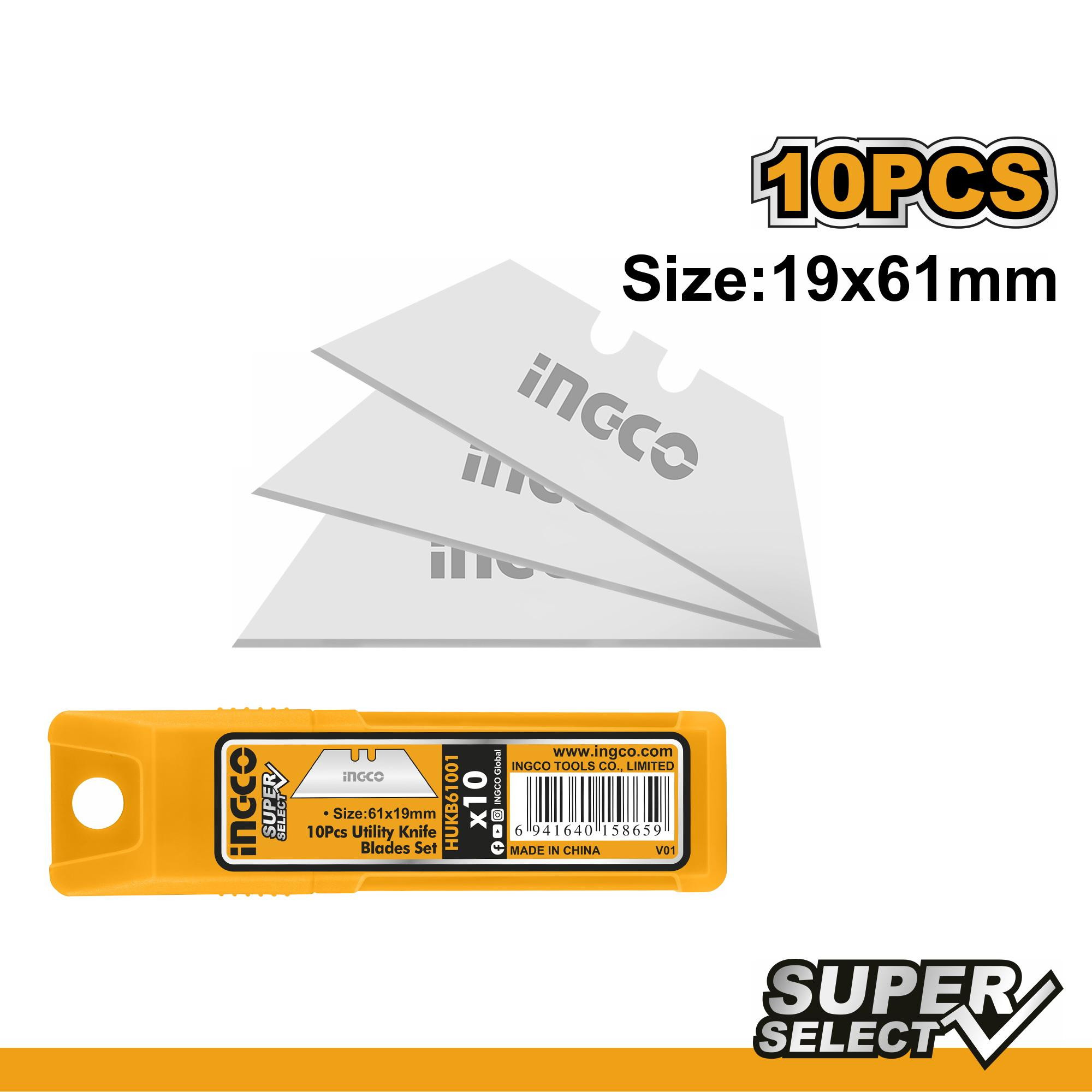 Ingco 10Pcs Utility Knife Blades Set HUKB61001