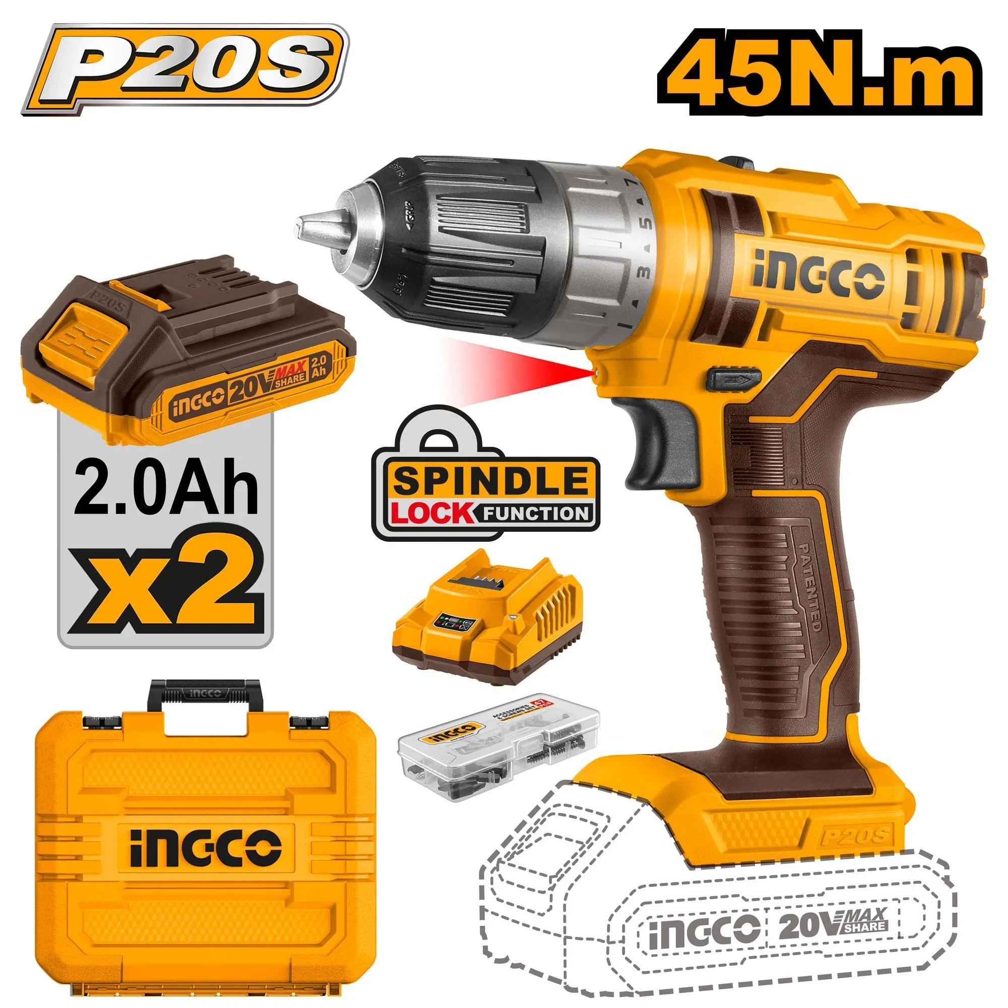 Ingco 20V Cordless Drill CDLI200528