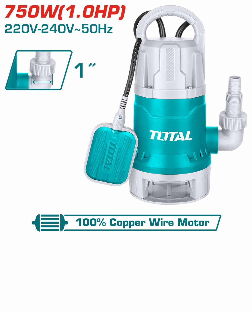Total 750W (1.0HP) Submersible Sewage Water Pump TWP87506