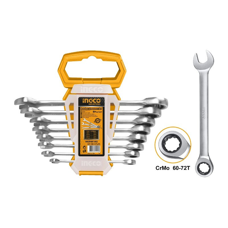 Ingco 8Pcs Ratchet Spanner Set HKSPAR1082