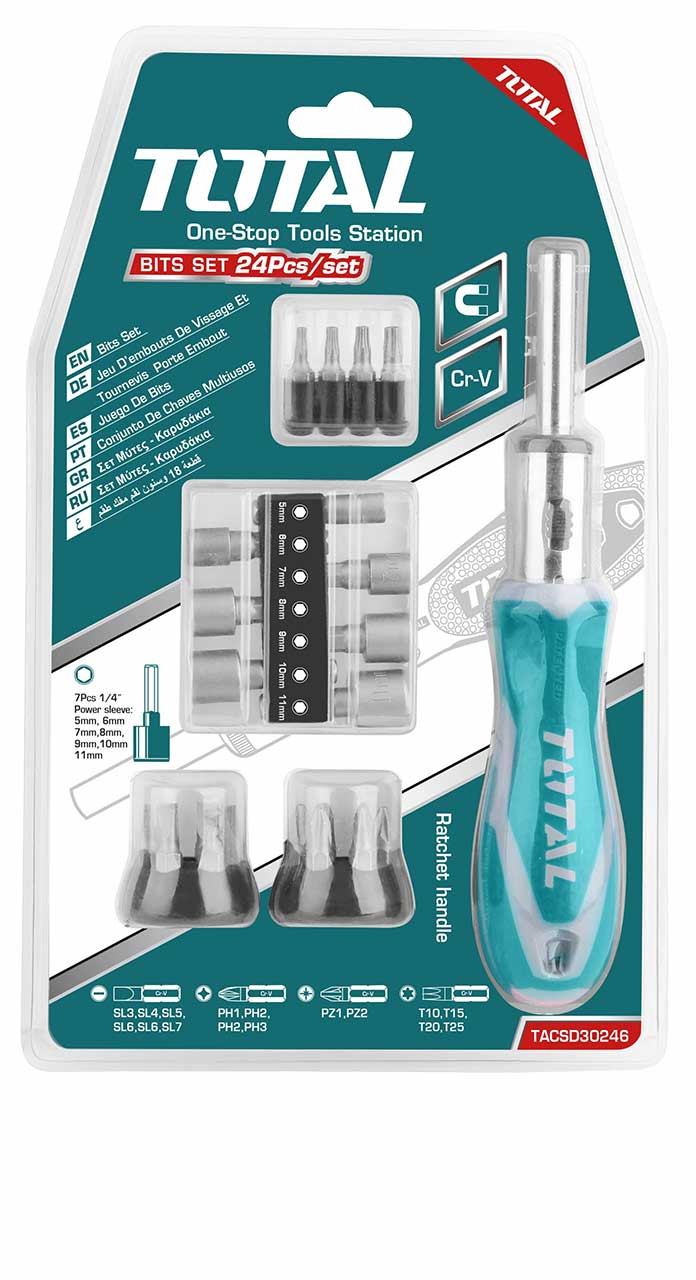 Total 24Pcs Ratchet Screwdriver Set TACSD30246
