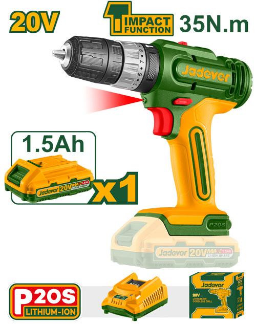 JADEVER 20V Cordless Impact Drill JDCDP521