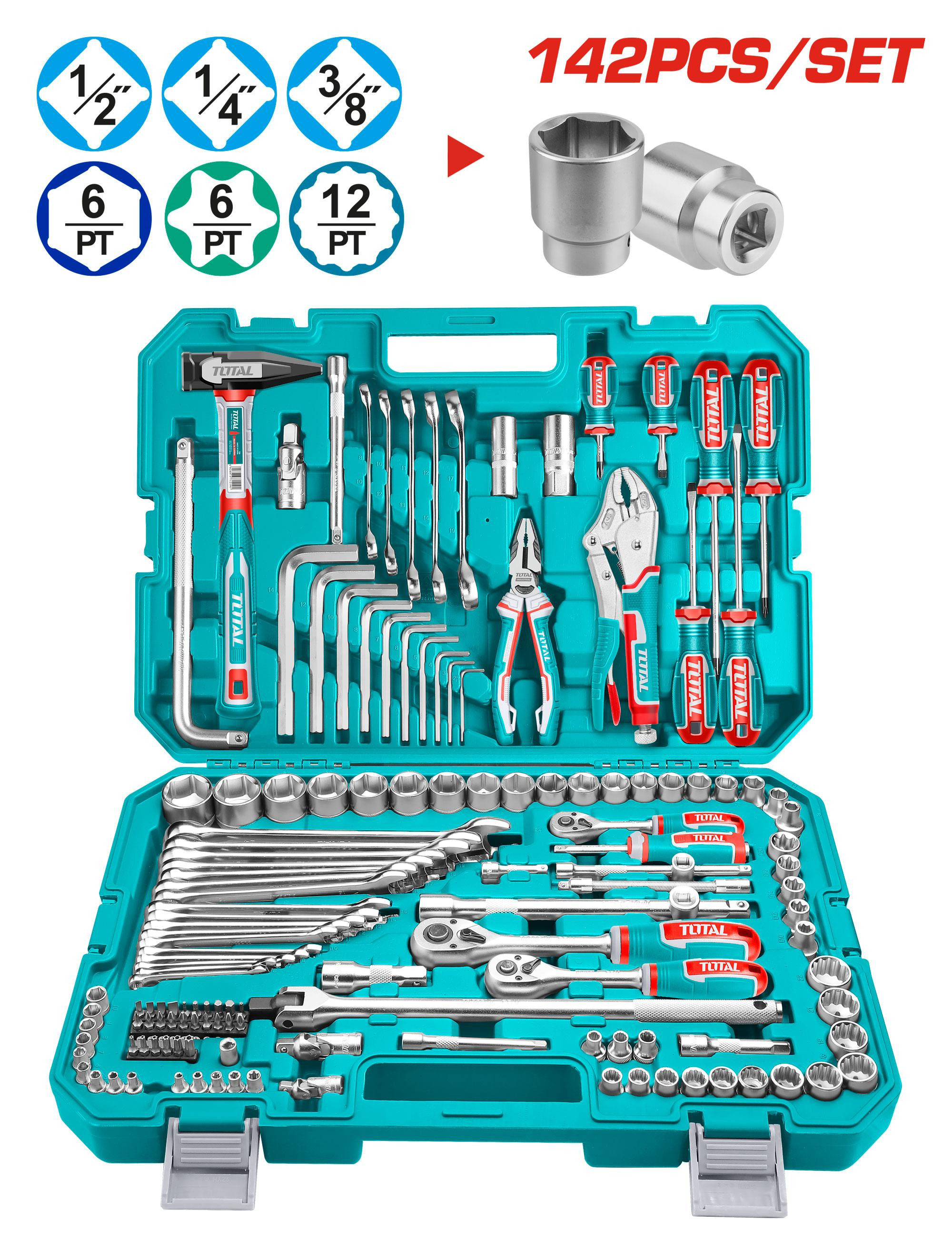 Total 142 Pcs Combination Tool Set THKTHP21426