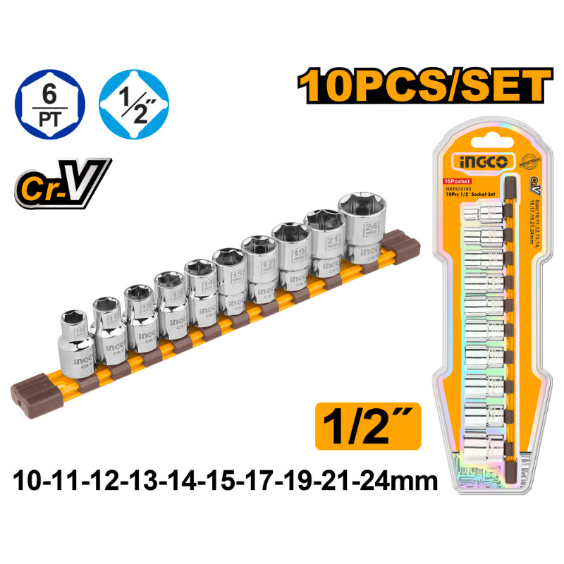 Ingco 10 Pcs 1/2" socket set HKTS12103
