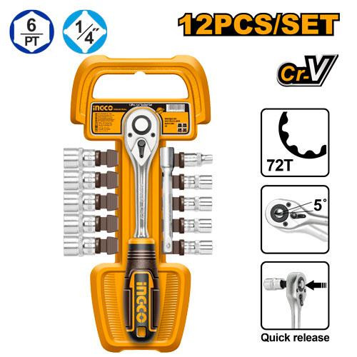 Ingco 12 Pcs 1/4" socket set HKTS14122