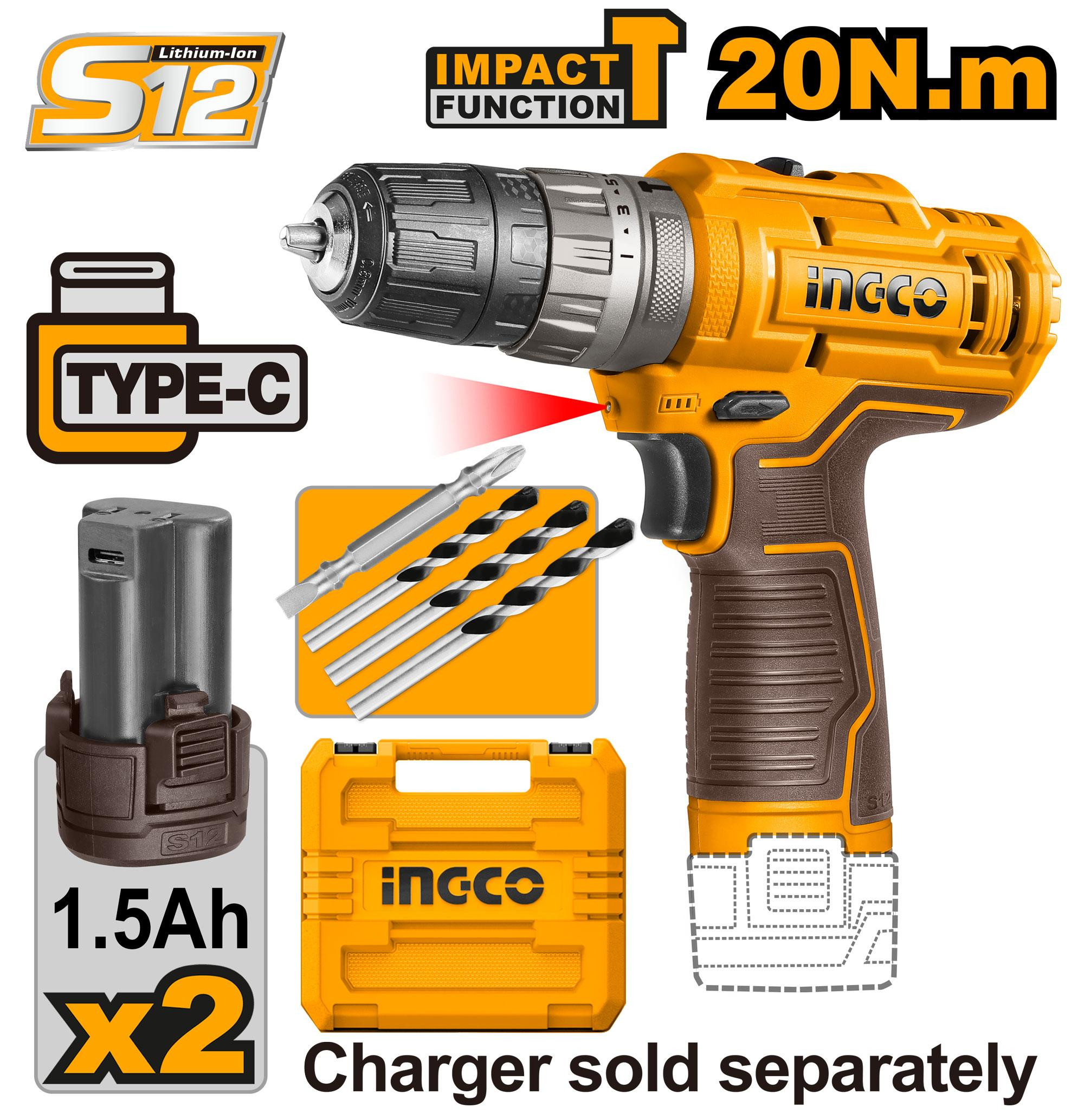 Ingco Cordless Impact Drill CIDLI12202