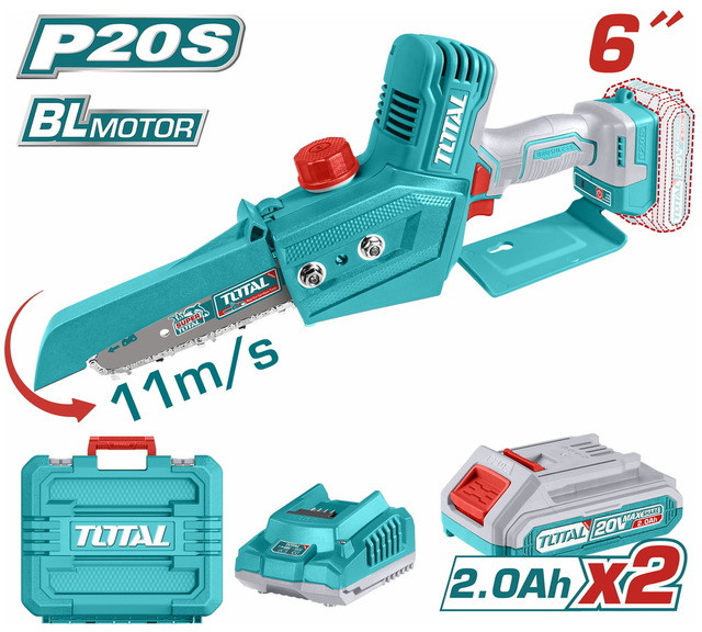 Total Cordless mini chain saw-6"-20V (Brushless Motor) TGSLI20686