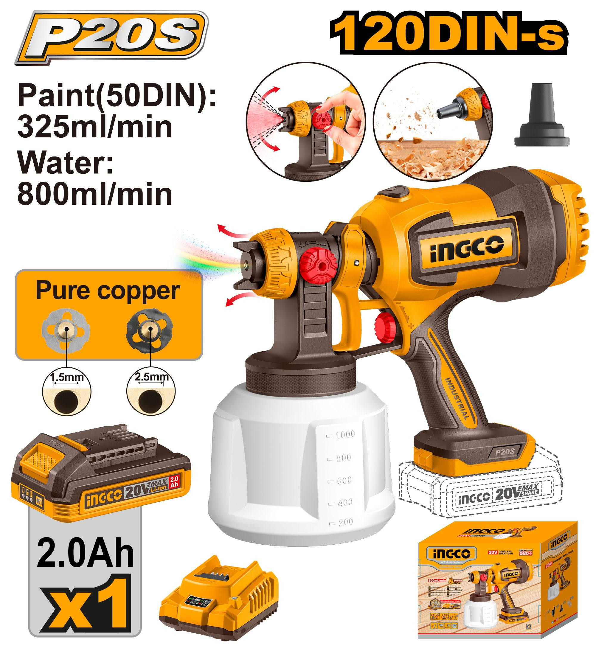 Ingco 20V Cordless Spray Gun CSGLI20042