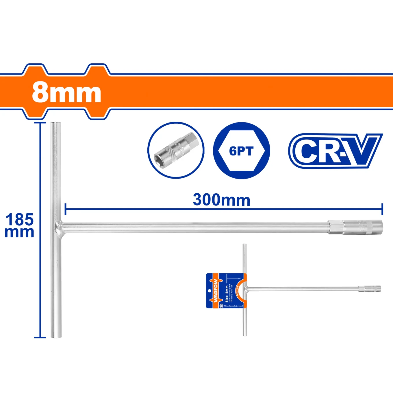 Wadfow 8mm T-handle socket wrench WTH1108