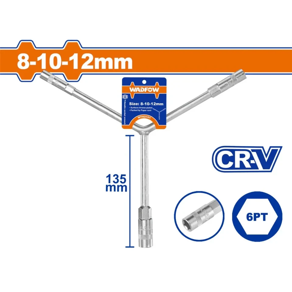 Wadfow 8-10-12mm Y-Type socket wrench WTH2101