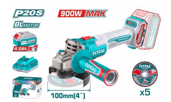 Total 20V Cordless Angle Grinder TAGLI261021