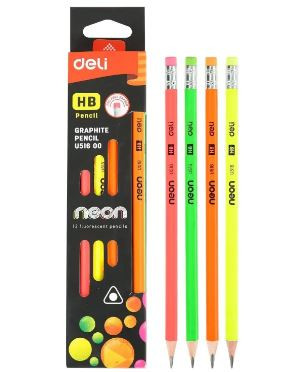 Deli Neon Fluroscent Triangle Graphite Pencil 12pcs EU51600