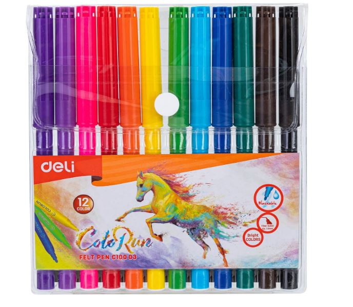 Deli EC10000 Felt Pen 12 Colors