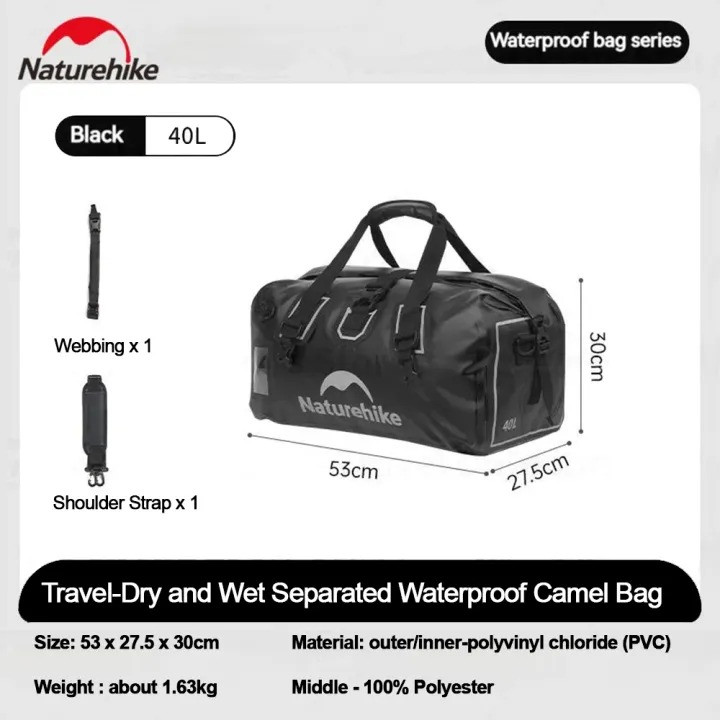 Naturehike Large Capacity Dry and Wet Separation Waterproof Camel Bag 40L