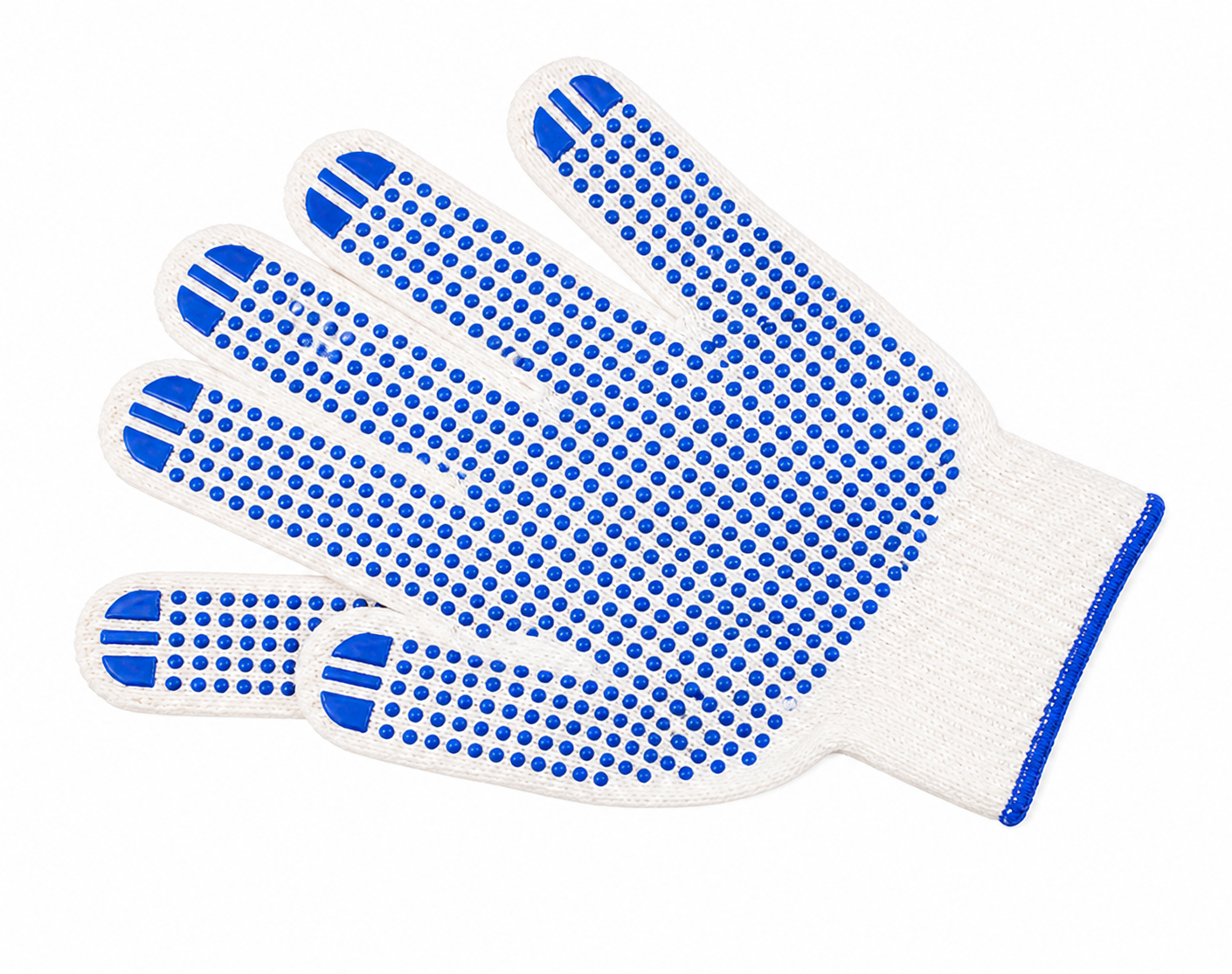 Tiger Cotton Knitted Blue Dotted Safety Gloves