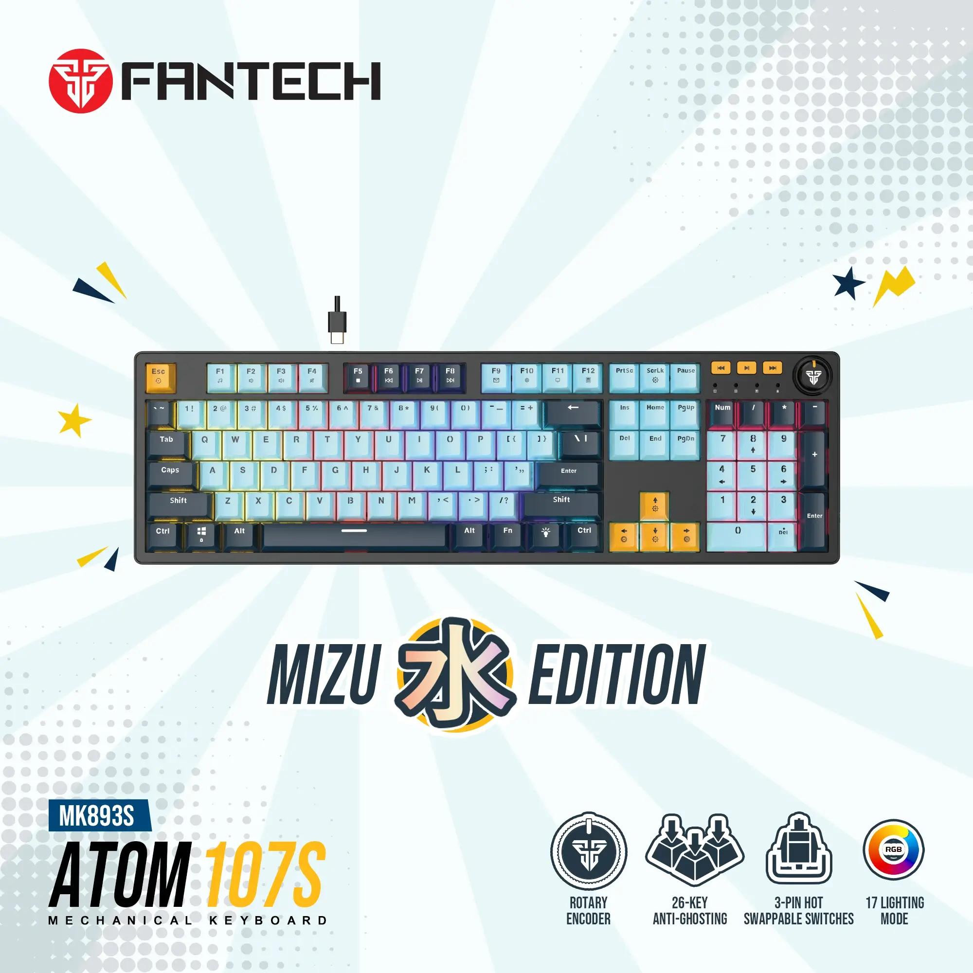 Fantech ATOM107S MK893S MIZU Wired Mechanical Keyboard