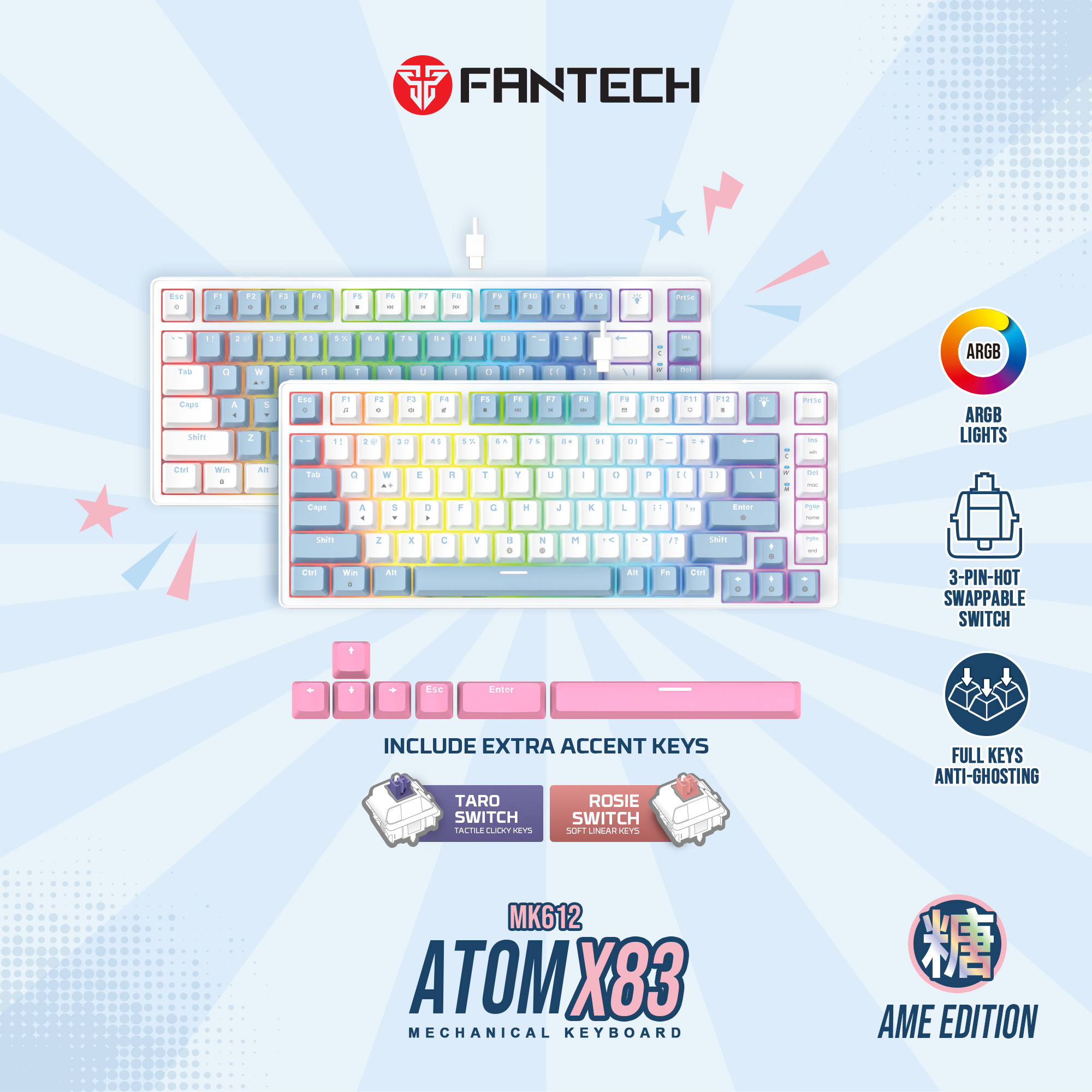 Fantech ATOM X83 MK612 AME Wired Mechanical Keyboard
