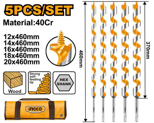 Ingco 5 pcs Auger Drill Bits DBW0501