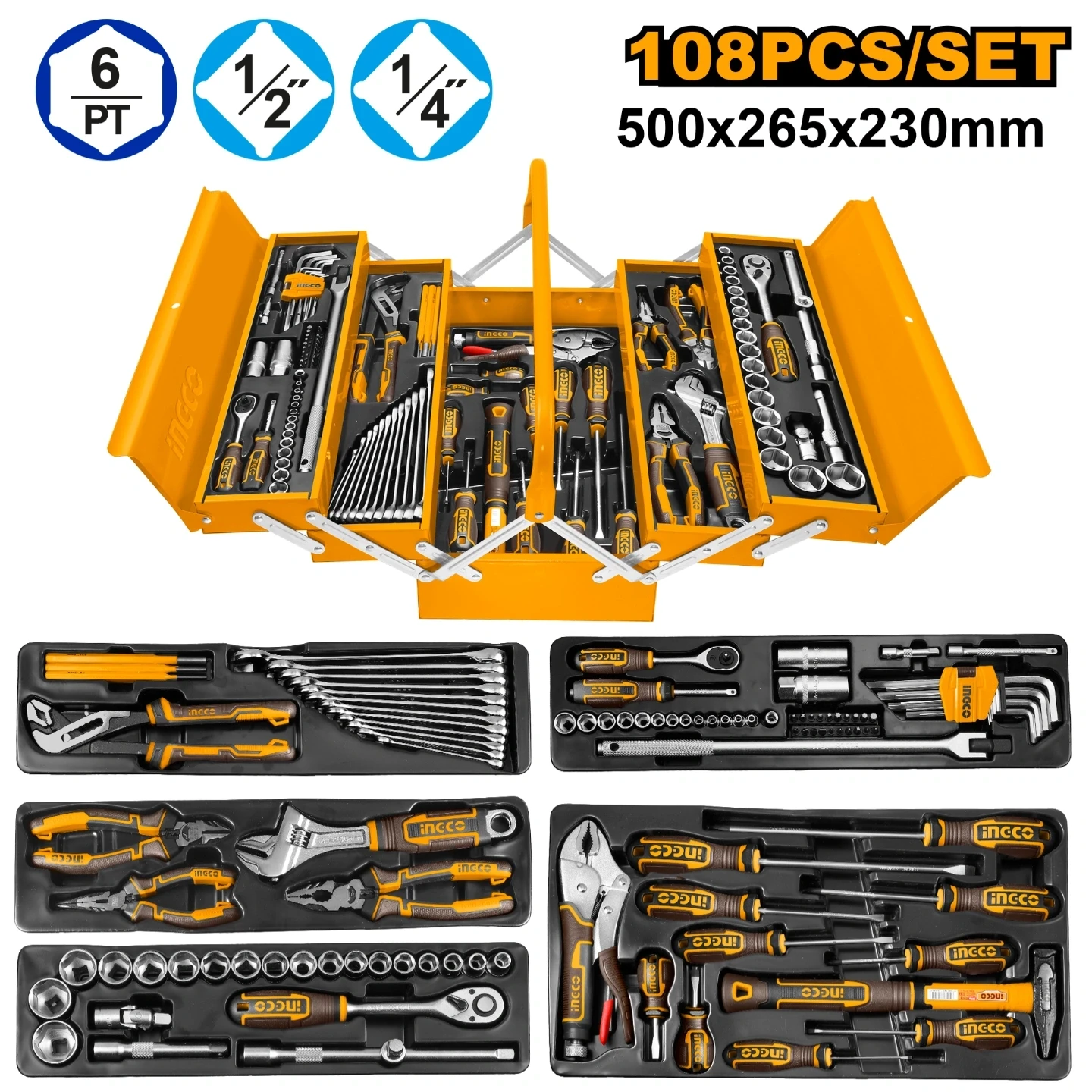 Ingco 108 Pcs Tool Chest Set HTCS151081