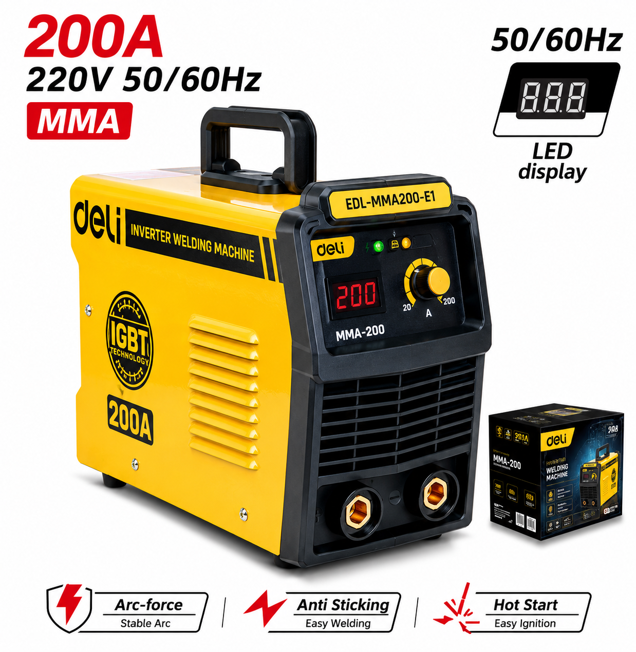 Deli 200A Inverter MMA Welding Machine EDL-MMA200-E1