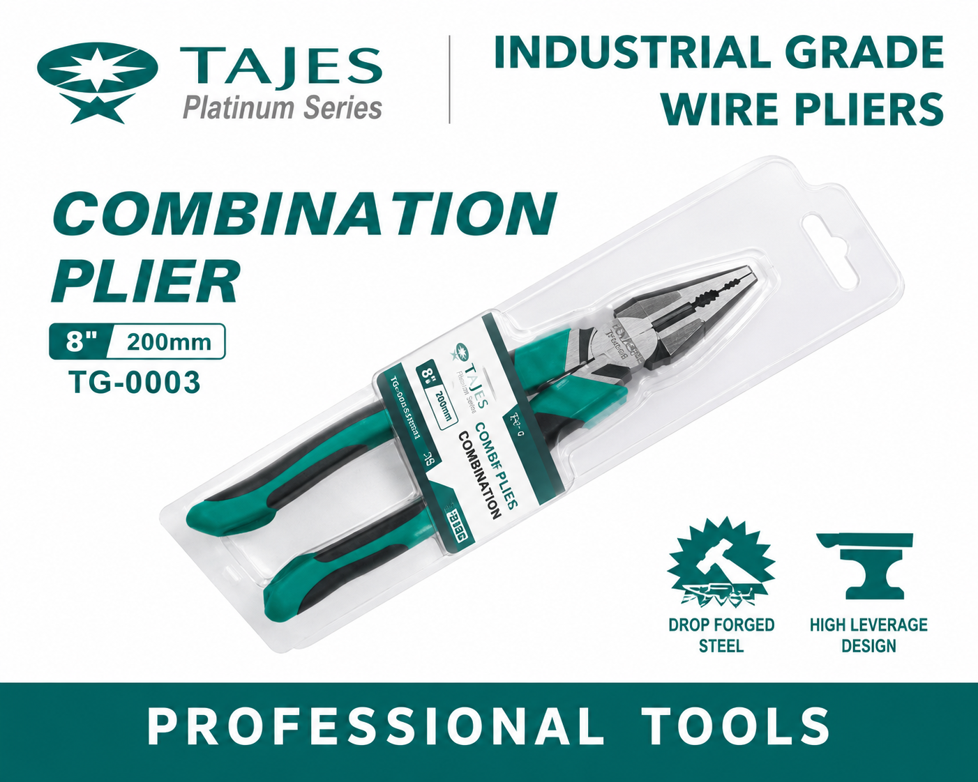 Tejas 8" Combination Plier Platinum Series TG-0003