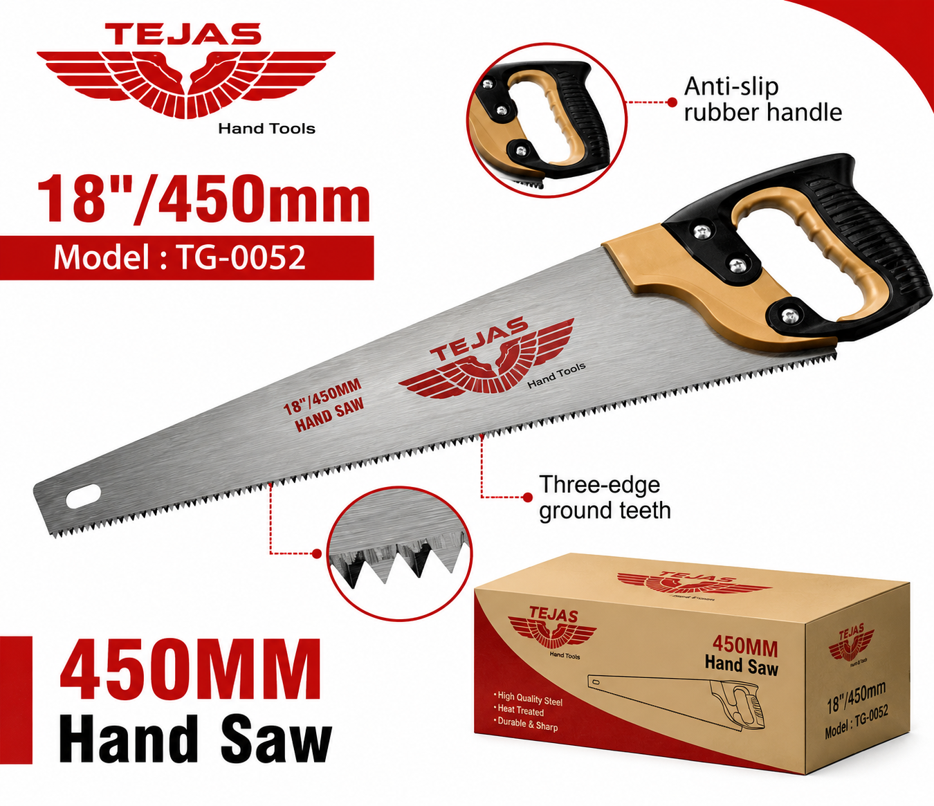 Tejas 18" Handsaw with Grip TG-0052