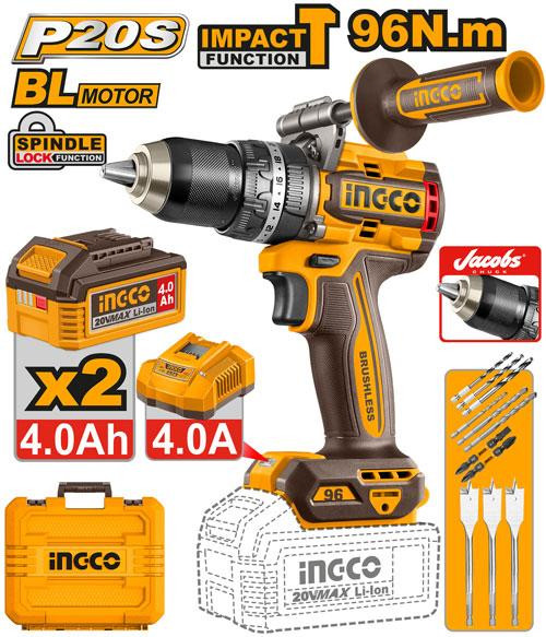 Ingco Brushless Cordless Impact Drill CIDLI209686