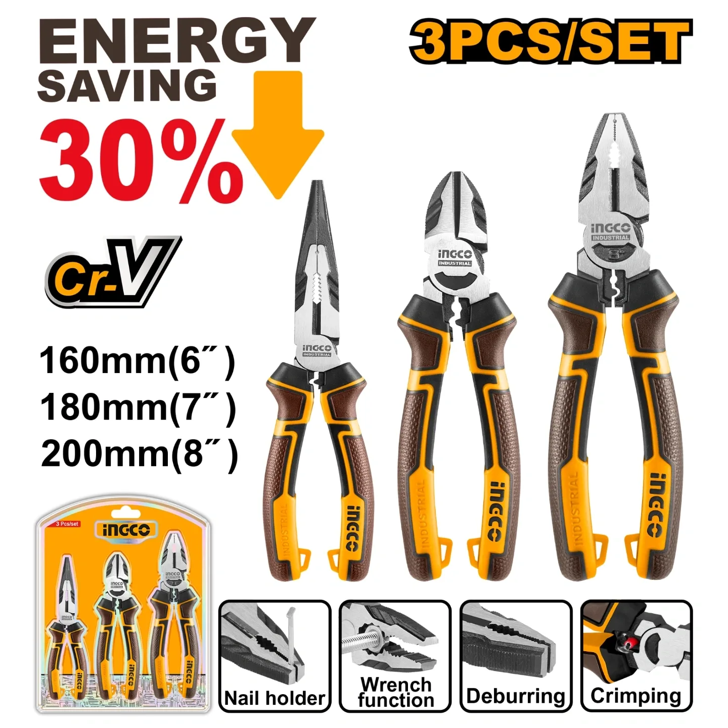 Ingco 3 Pcs High Leverage Pliers Set HKHLPS2831