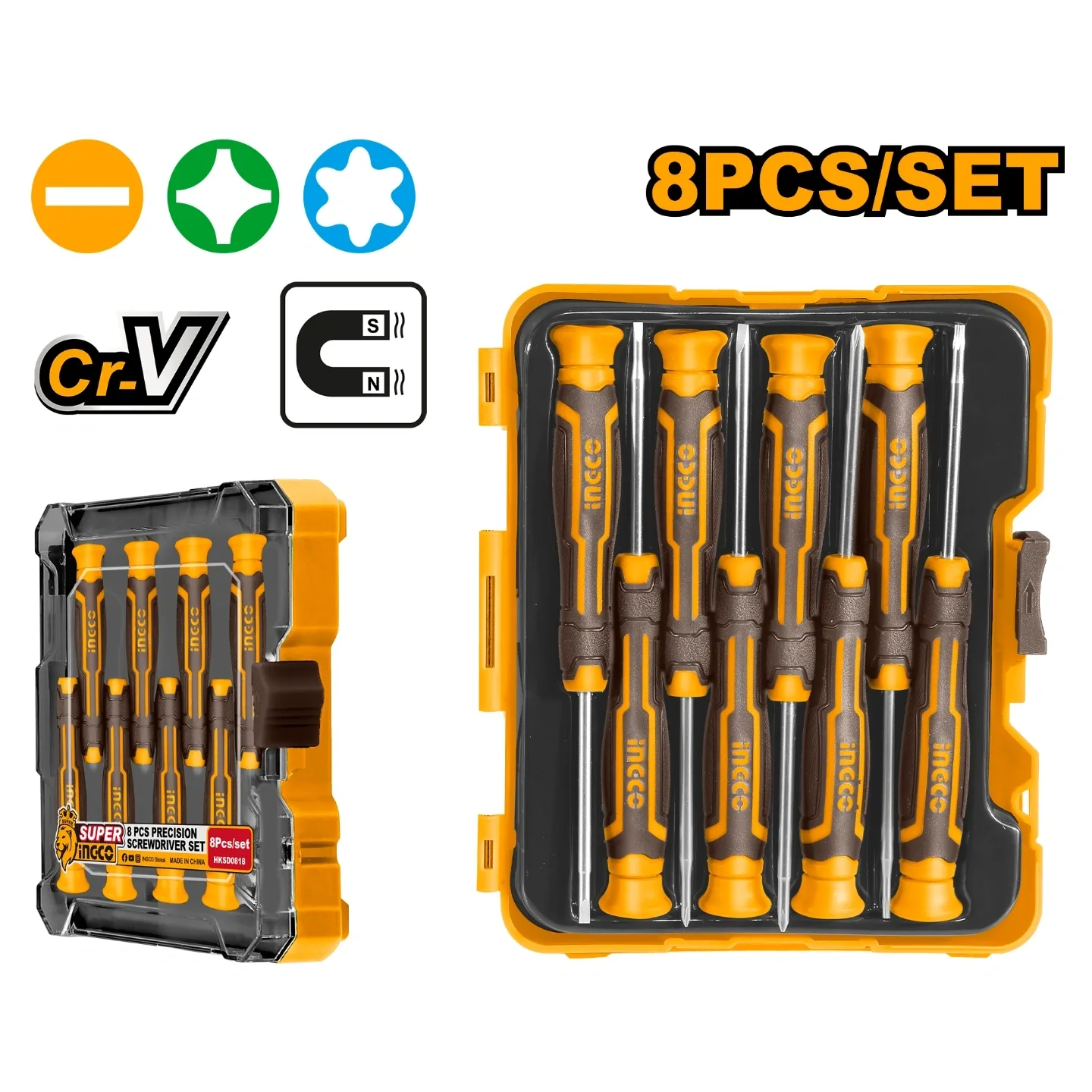 Ingco 8 Pcs Precision Screwdriver Set HKSD0818