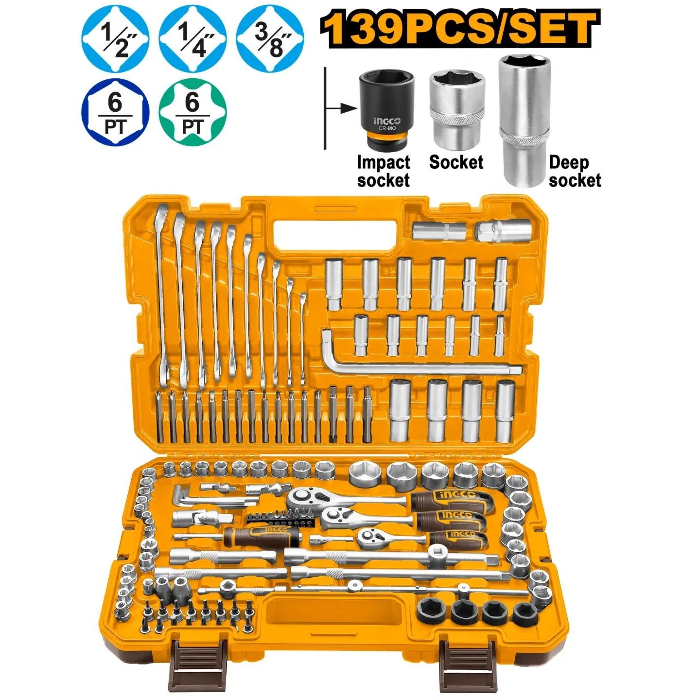 Ingco 139 Pcs Combination Tools Set HKTHP21391