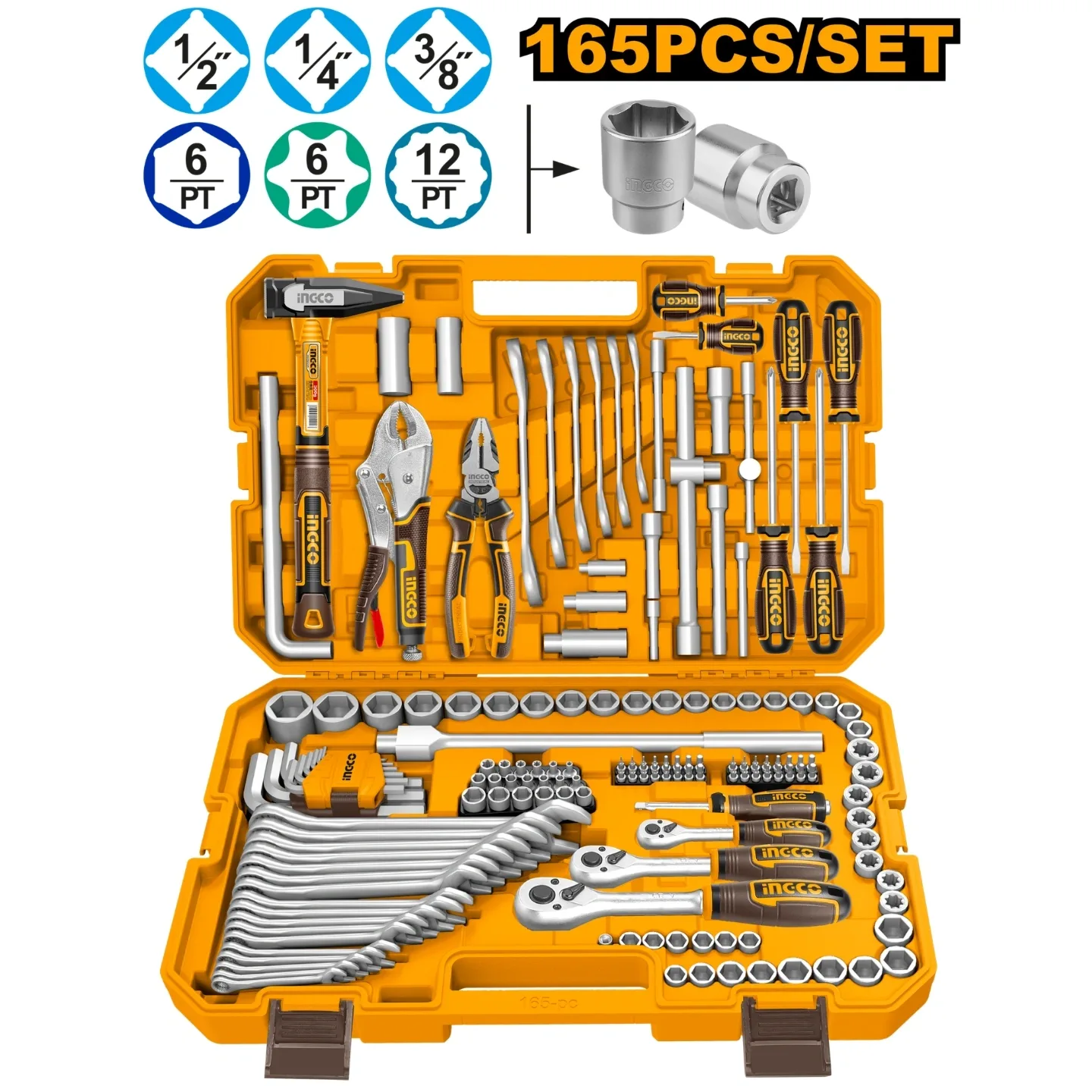 Ingco 165 Pcs Combination Tools Set HKTHP51658