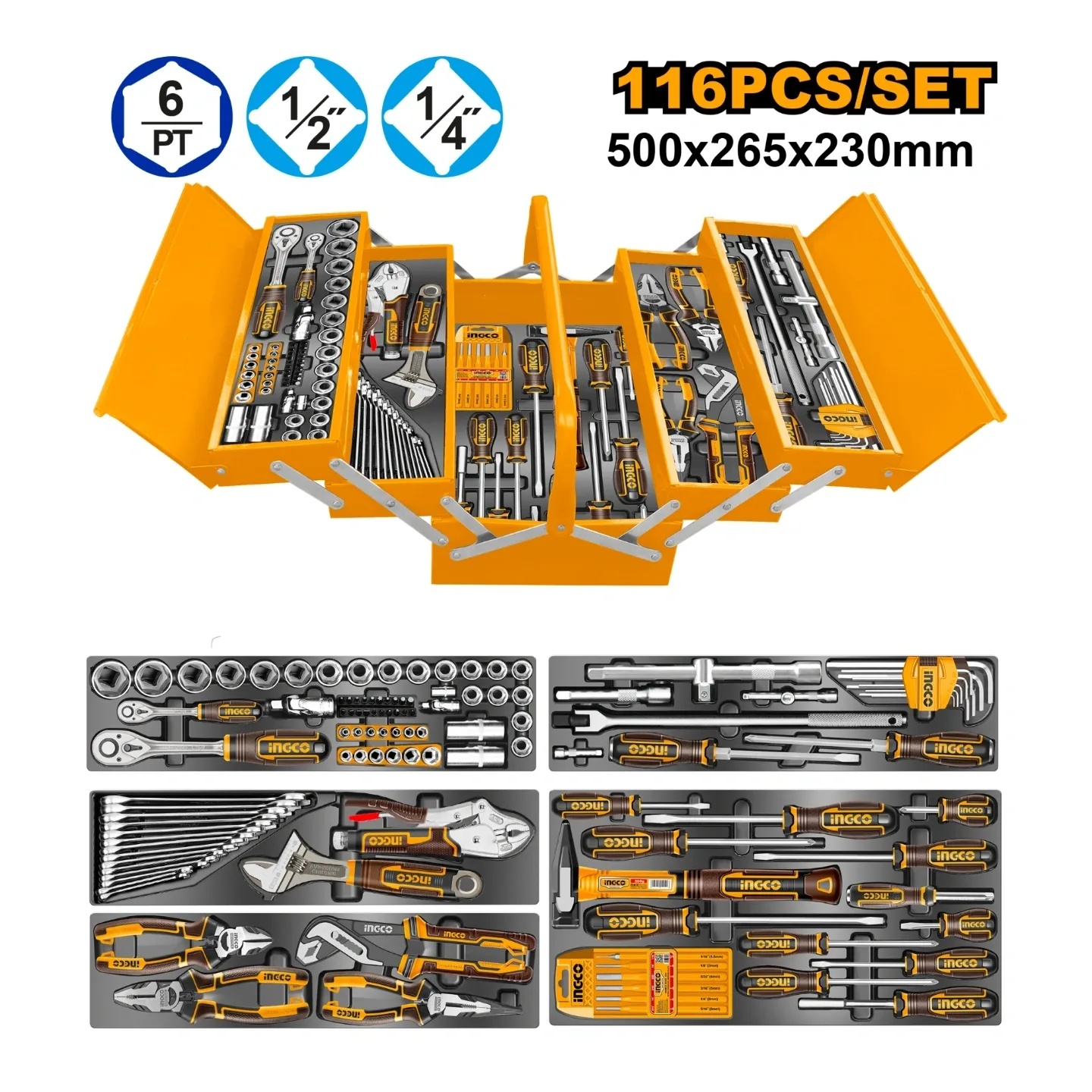 Ingco 116 Pcs Tools Chest Set HTCS261168