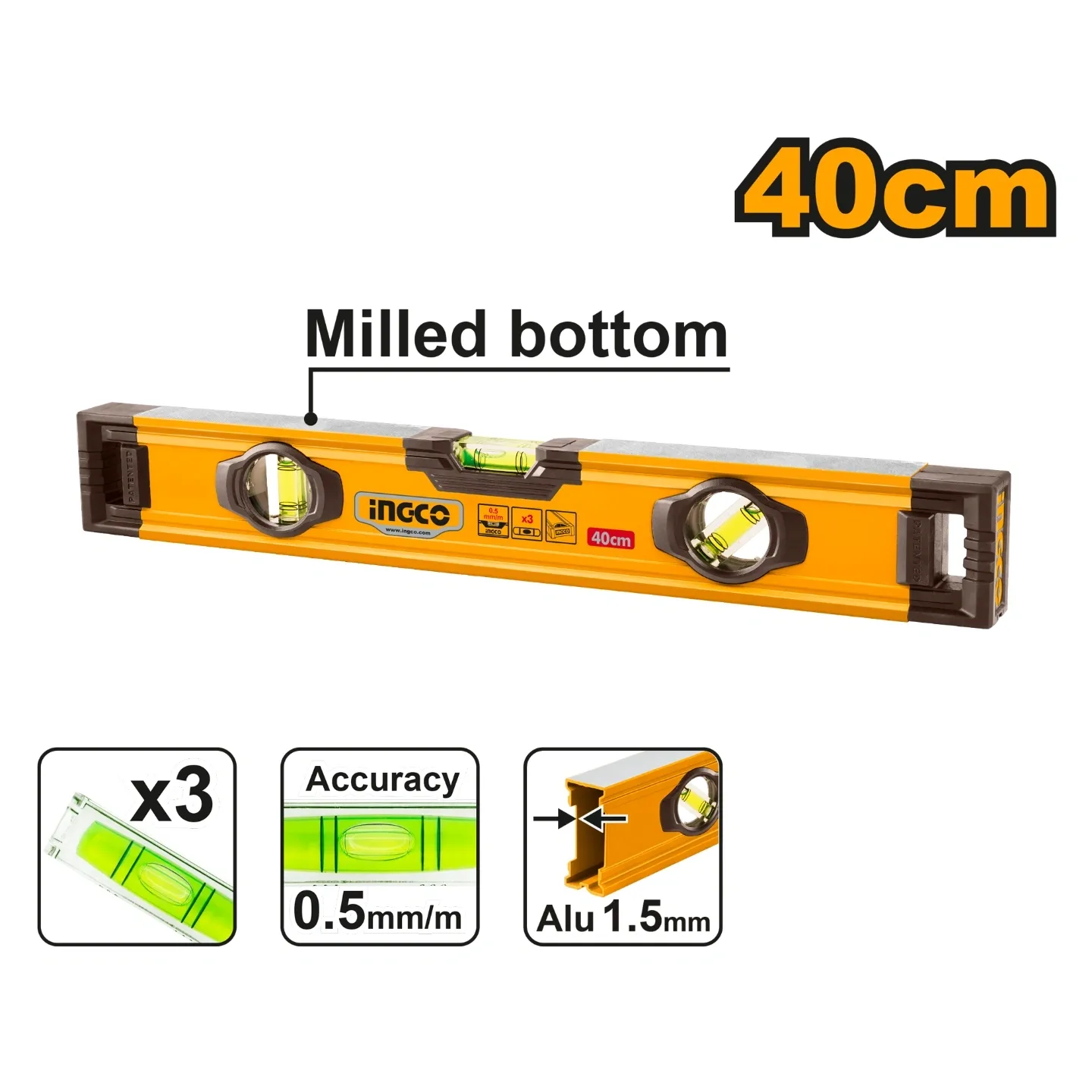 Ingco 40cm Spirit Level HSL08040