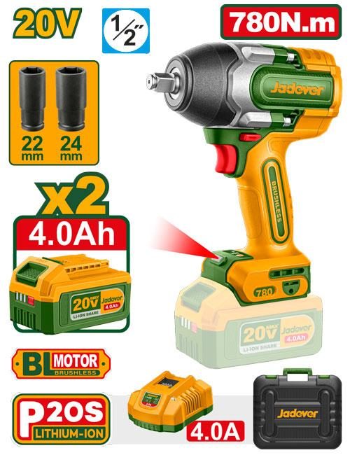 Jadever Cordless Impact Wrench 780Nm JDCD1B785