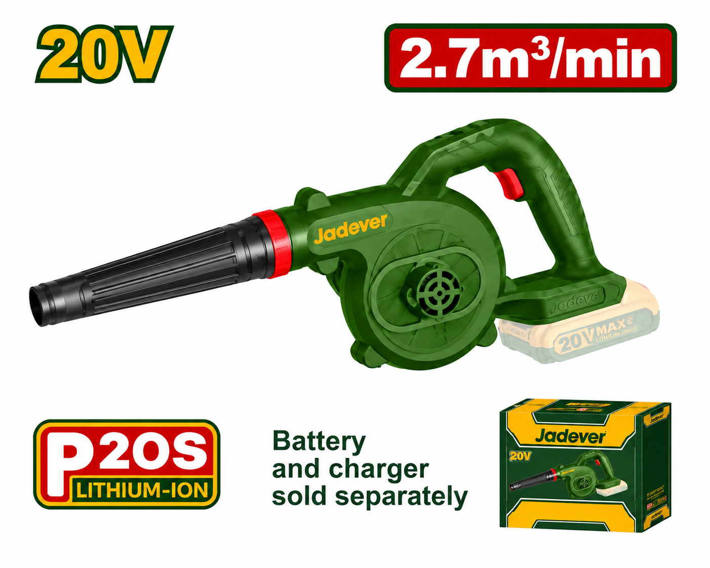 Jadever 20V Cordless Blower JDBLP552
