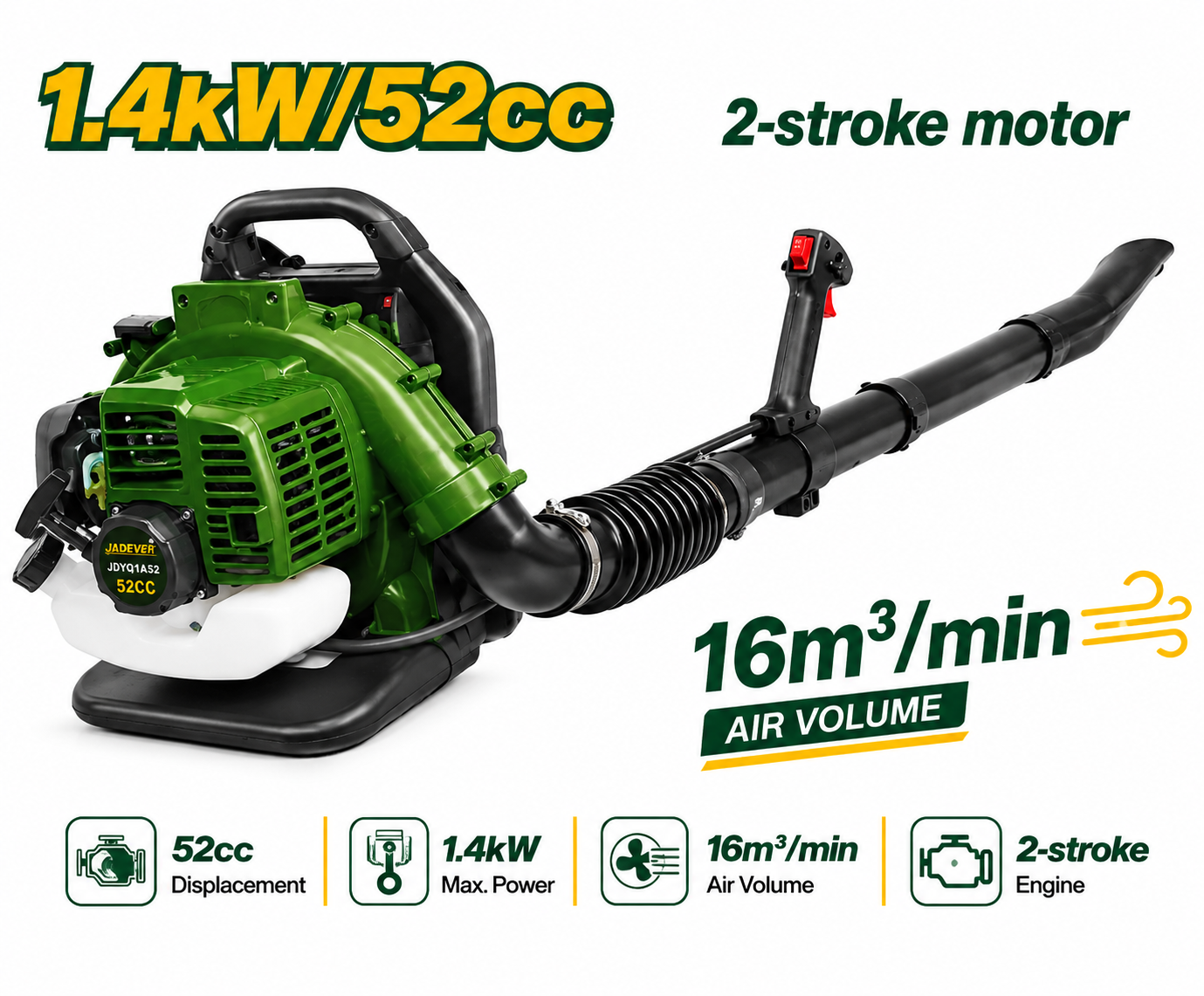 Jadever 52cc Gasoline Blower JDYQ1A52