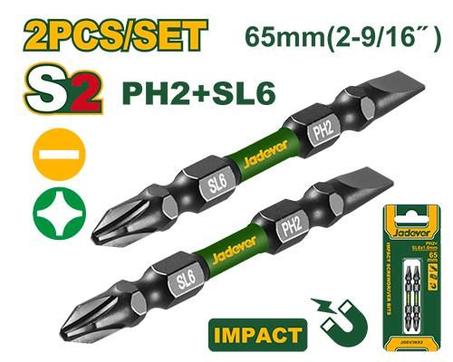 Jadever Impact screwdriver bits Ph2+SL6 JDSV3K63